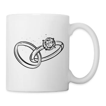 Eheringe Ehe Heirat Hochzeit heiraten Brautpaar - Tasse - Weiß - Rechts