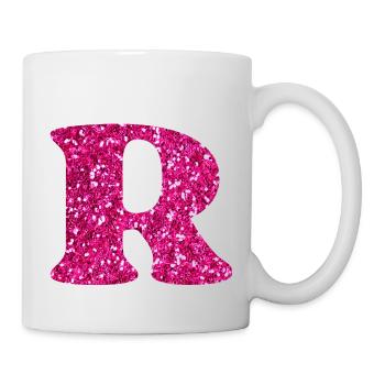 Glitzer rosa Buchstabe r - Tasse - Weiß - Rechts