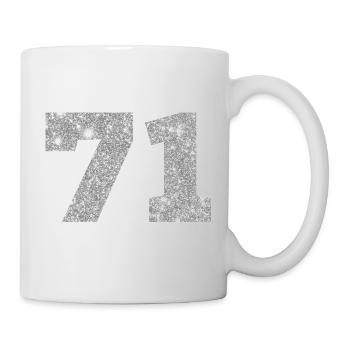71 Silber Glitter - 71. Geburtstag - Tasse - Weiß - Rechts