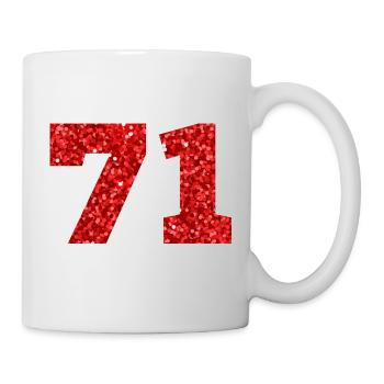 71 Roter Glitzer - 71 Geburtstag - Tasse - Weiß - Rechts