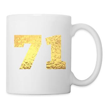 71 Gold Glitter - 71 Geburtstag - Tasse - Weiß - Rechts