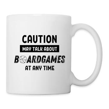 Caution may talk about boardgames at any time - Mug - white - Right