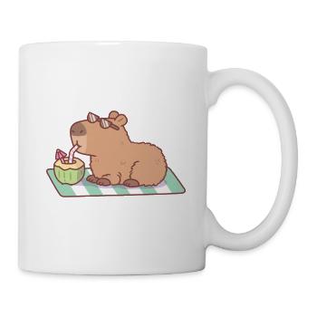 Capybara Trinken von Kokosnusssaft - Tasse - Weiß - Rechts