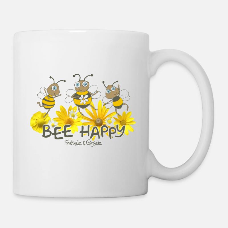 Bee Happy - Tasse - Weiß