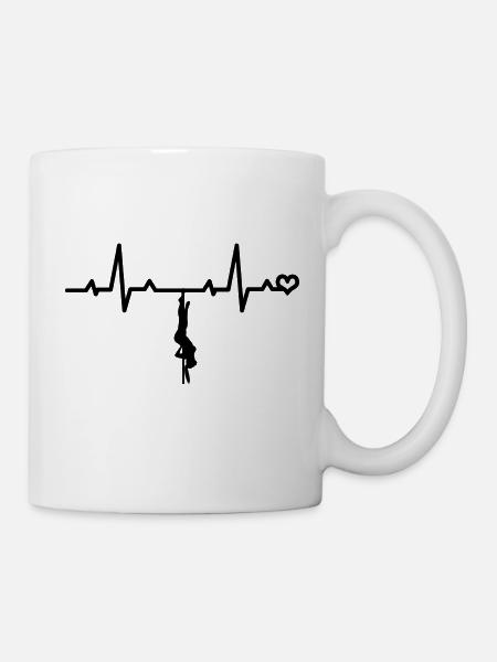 Pole Dance Heartbeat Heart Rate ECG Pulse Love - Mug - white