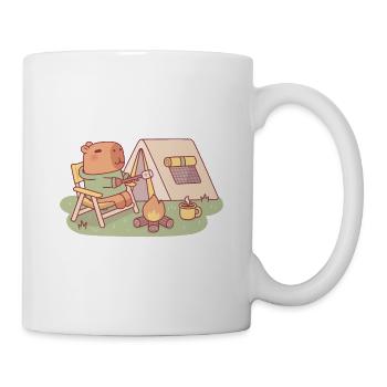 Süßes Capybara Toastet Marshmallow am Lagerfeuer - Tasse - Weiß - Rechts