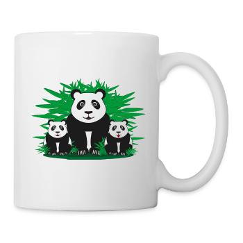 Lustige Panda Familie im Grünen. - Tasse - Weiß - Rechts