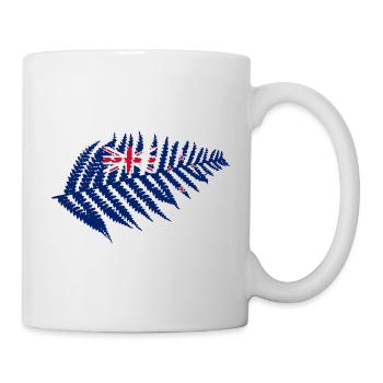 Neuseeland-Farn mit Flagge - Tasse - Weiß - Rechts