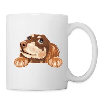 Träumender spähender Dackel - Tasse - Weiß - Rechts