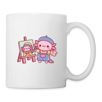 Süße Axolotl Malerei Axolotl mit Perlenohrring - Tasse - Weiß - Rechts