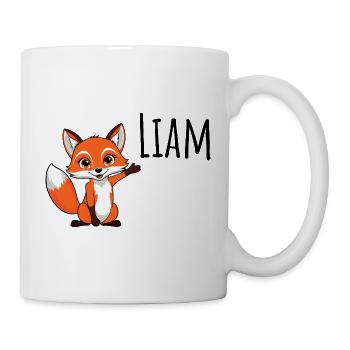 Fuchs - Mein Name ist Liam - Süßes Waldtier - Tasse - Weiß - Rechts