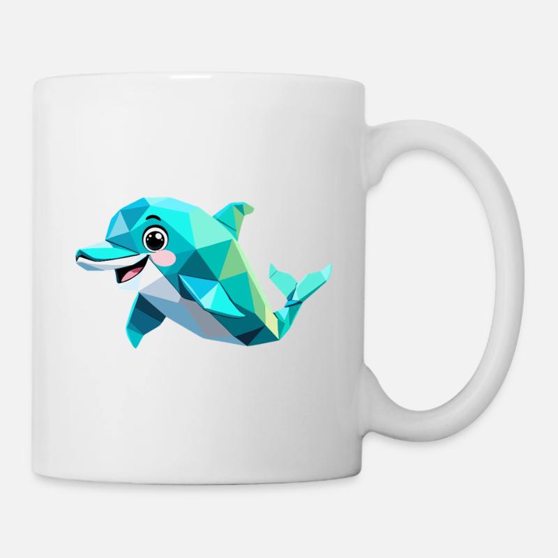 Dauphin polygonal - Conception géométrique de la mer - Mug blanc - blanc
