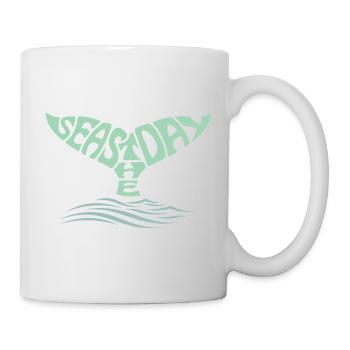 Seas the Day Whale Tail and Ocean Waves  - Mug - white - Right