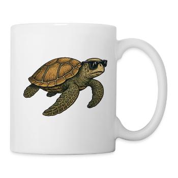 Turtle with sunglasses for casual wear - Mug - white - Right