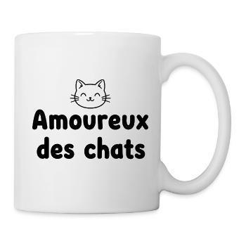 Amoureux des Chats – Texte Arrondi Minimaliste ave - Mug blanc - blanc - Droite
