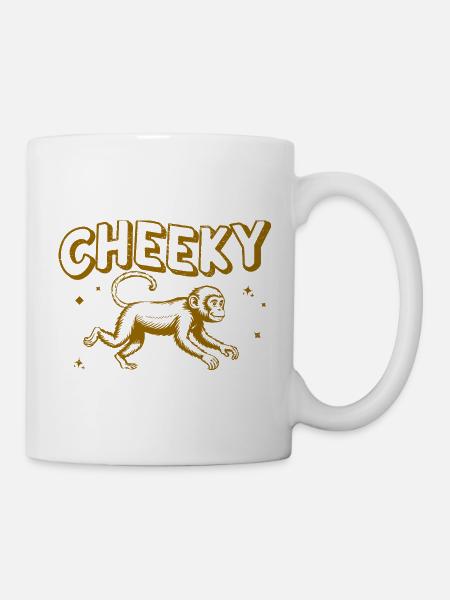 Verspielte freche Affe Illustration - Tasse - Weiß