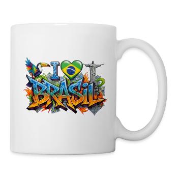 Lebendiges Graffiti Ich liebe Brasil Design - Tasse - Weiß - Rechts