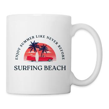 Plage d’été Surf avec des palmiers - Mug blanc - blanc - Droite