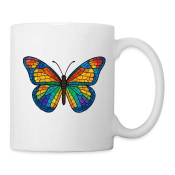 Colorful mosaic butterfly - Mug - white - Right
