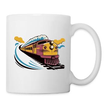 Retro Modern Locomotive Illustration - Mug - white - Right