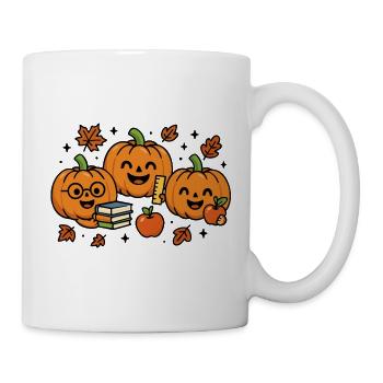 Funny pumpkins with books autumn Halloween - Mug - white - Right