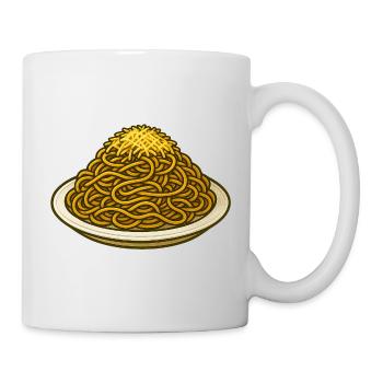 Spaghetti mit Käse Illustration - Tasse - Weiß - Rechts