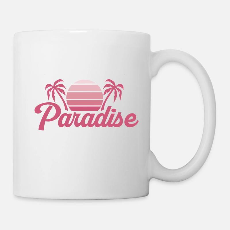Silhouette de coucher de soleil tropical - Mug blanc - blanc