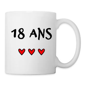 18. 18 JAHRE ALT. 18-JÄHRIGES JUBILÄUM. 18. GEBURTSTAG. - Tasse - Weiß - Rechts