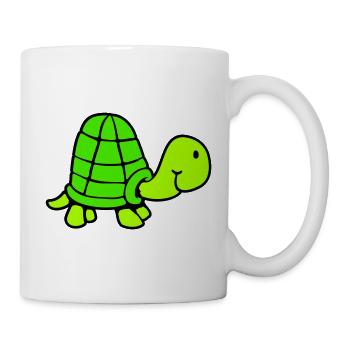 Kleine Schildkröte lächelt freundlich glücklich - Tasse - Weiß - Rechts