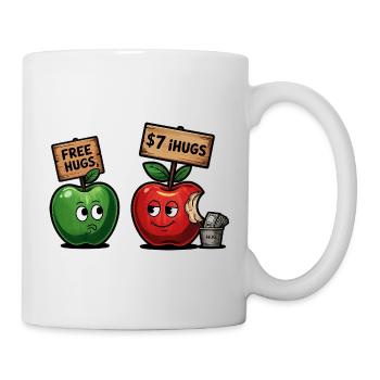Lustiges Äpfel-Motiv mit Free Hugs Gag - Tasse - Weiß - Rechts