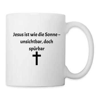 Minimalist crucifix illustration on skin - Mug - white - Right