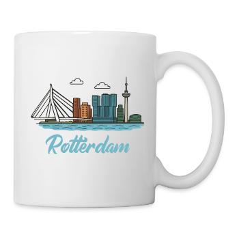 Stadtsilhouette von Rotterdam im Dockland-Stil - Tasse - Weiß - Rechts
