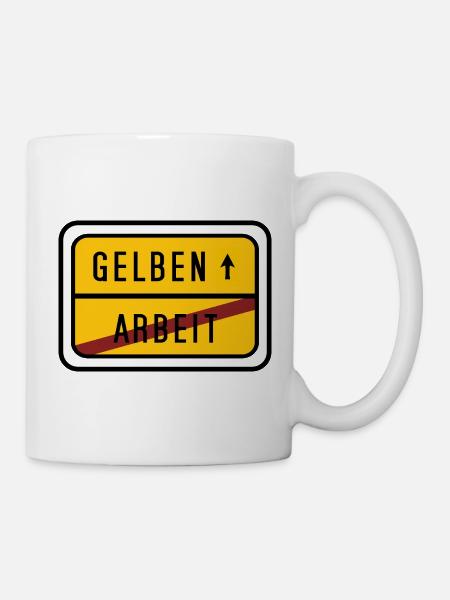 Arbeitszeitbetrug – Anti-Arbeit Schild - Tasse - Weiß