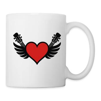 Coeur avec piano à queue et guitares - Mug blanc - blanc - Droite