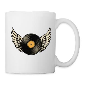 Disque vinyle avec piano à queue | Conception d’ailes en vinyle - Mug blanc - blanc - Droite