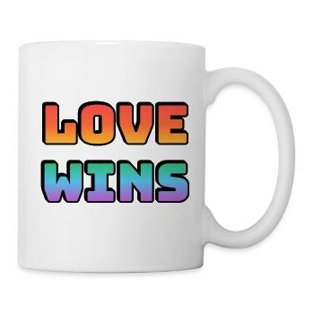 L’amour gagne des lettres arc-en-ciel dégradées - Mug blanc - blanc - Droite