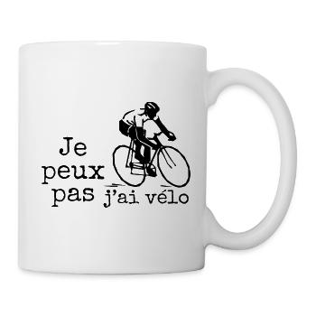 Pas dispo. J’peux pas : j’ai vélo ! - Mug blanc - blanc - Droite