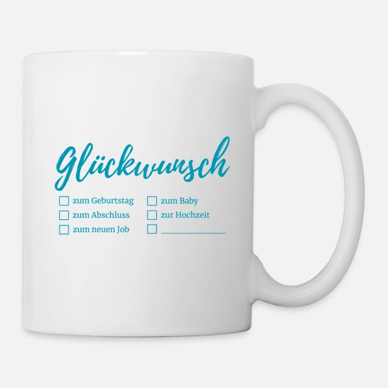 Glückwunsch Schriftzug Checkboxen - Tasse - Weiß