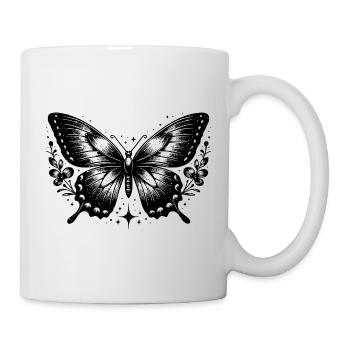 Papillon noir et blanc bohème - Mug blanc - blanc - Droite