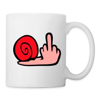 Schnecke Mittelfinger Beleidigung Wichser Fuck You - Tasse - Weiß - Rechts