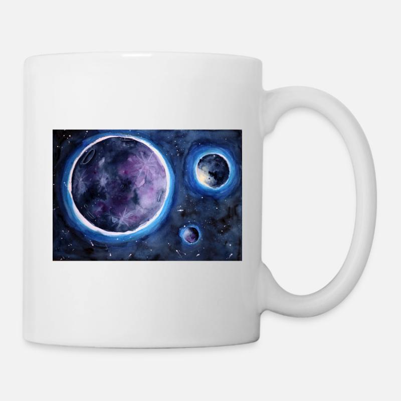 Planètes à l’aquarelle - Mug blanc - blanc