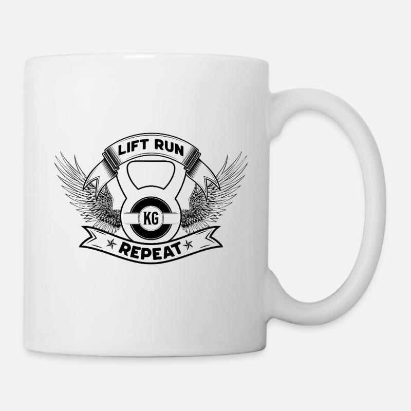 Lift Run Repeat – Kettlebell Wings Tee - Mug - white