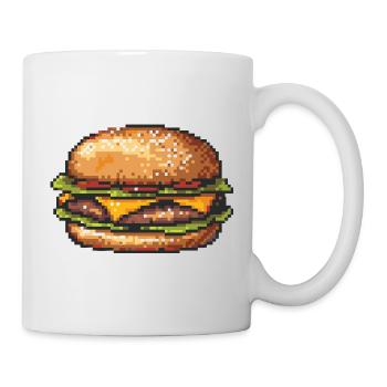 8Bit Hamburger Pixelkunst - Tasse - Weiß - Rechts