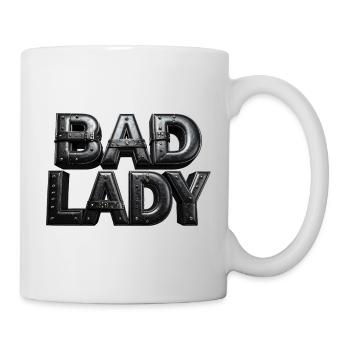 Bad Lady – 3D letters in black leather look - Mug - white - Right