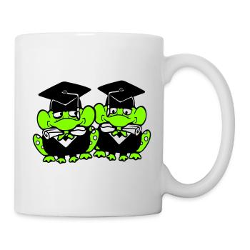 2 Frösche Schulabschluss Abitur bestanden College - Tasse - Weiß - Rechts