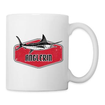 Anglerin Fish USA Design Rot - Tasse - Weiß - Rechts