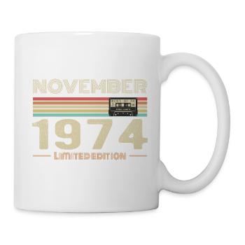 November 1974 Vintage Geburtstag Retro T-Shirt - Tasse - Weiß - Rechts