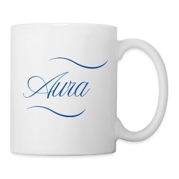 Aura Eleganz Schriftzug - Tasse - Weiß - Rechts