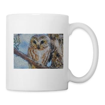 Nächtliche Eulen-Mosaik - Tasse - Weiß - Rechts