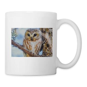 Wald Eulenporträt Aquarell - Tasse - Weiß - Rechts